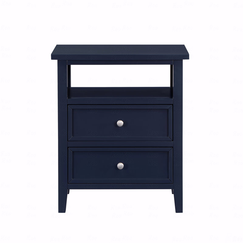 2-Drawer Bedroom Nightstand, Blue