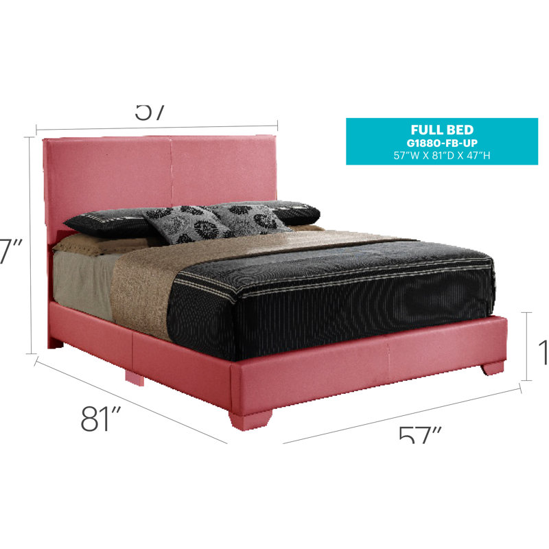 Charmant lit double rose, H 47 po x l 57 po x P 81 po, confort par endroits serrés, taille à installation rapide, idéal pour les espaces compacts, construction durable