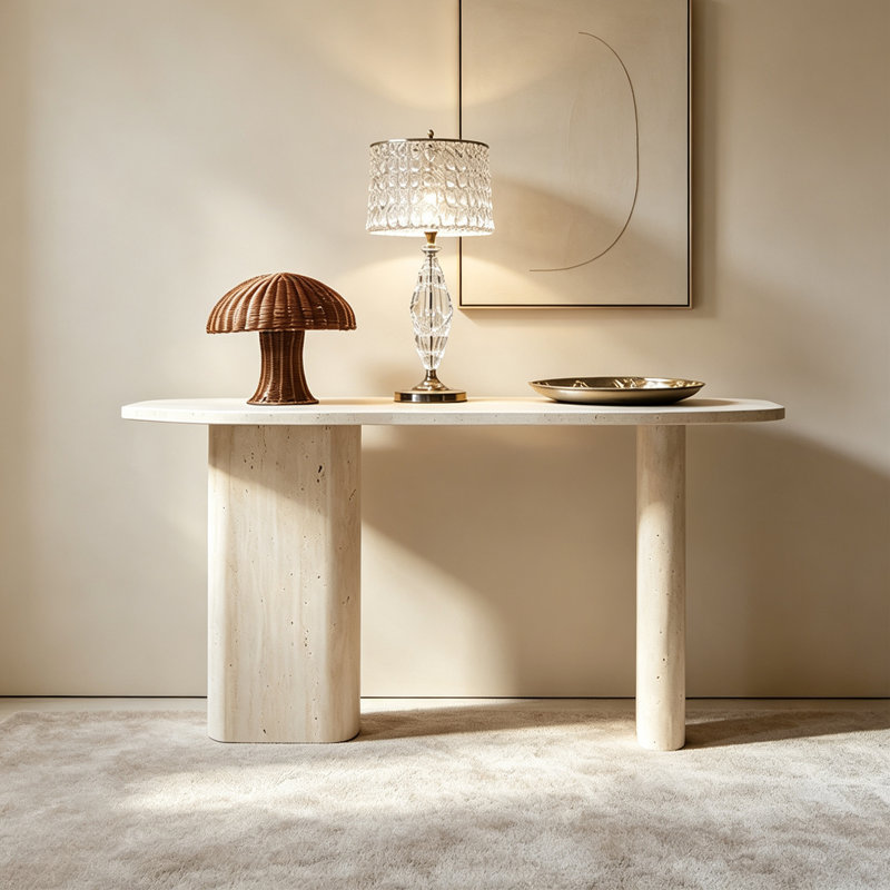 Console moderne de conception irrégulière, 33.46" H x 55.12" W x 15.75" D