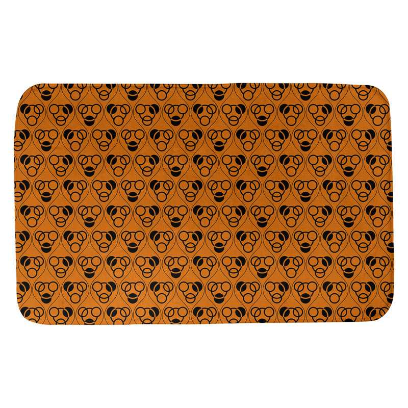 Bath Rug, 34" W x 21" L, Orange/Black
