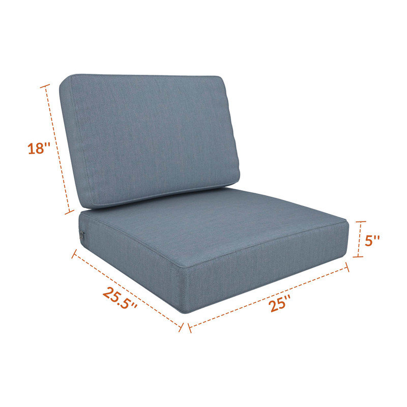 Indoor/Outdoor Deep Seating Sunbrella Cushion, Canvas Haze