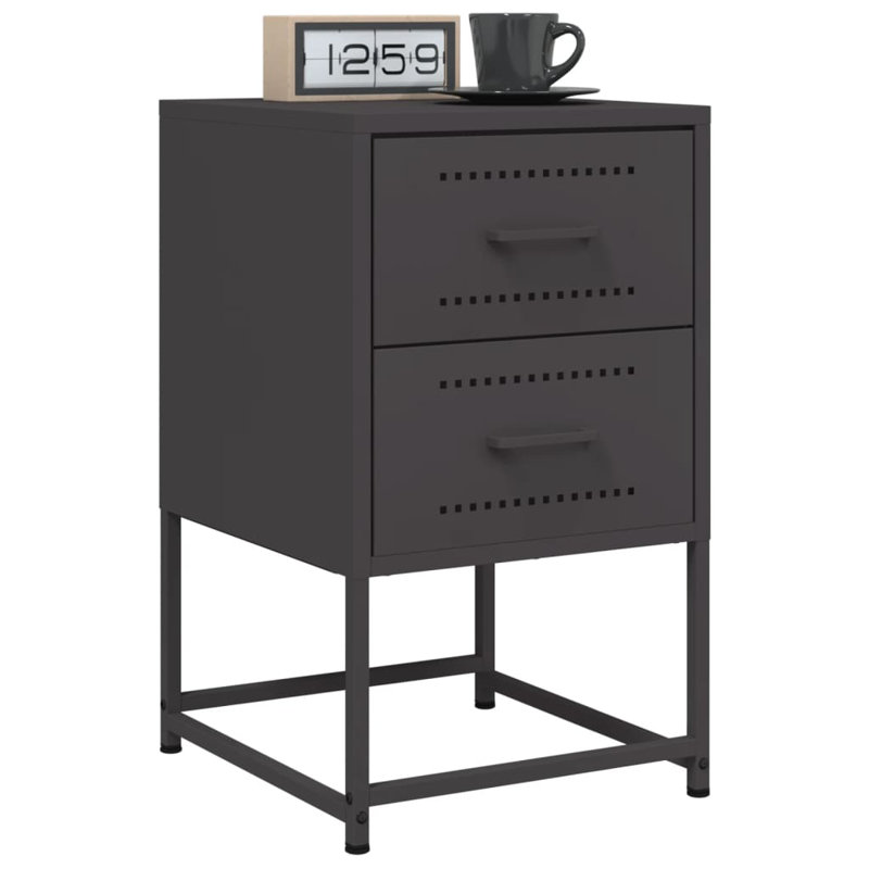 Bedside Cabinet 36x39x60.5 cm Steel, Black, 1