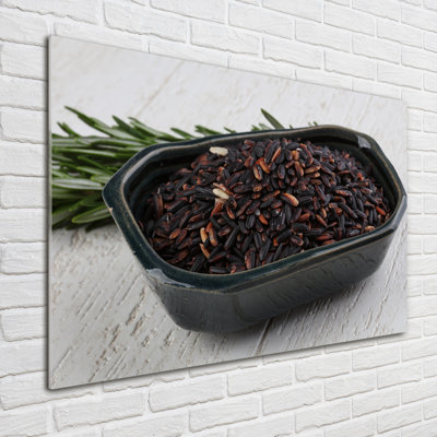 Glass Print Wall Art 100X70cm Image Printed On Glass Decorative Wall Picture Behind Toughened / Tempered Safety Real Glass For Kitchen & Living Room Theme:Wild Rice In A Bowl