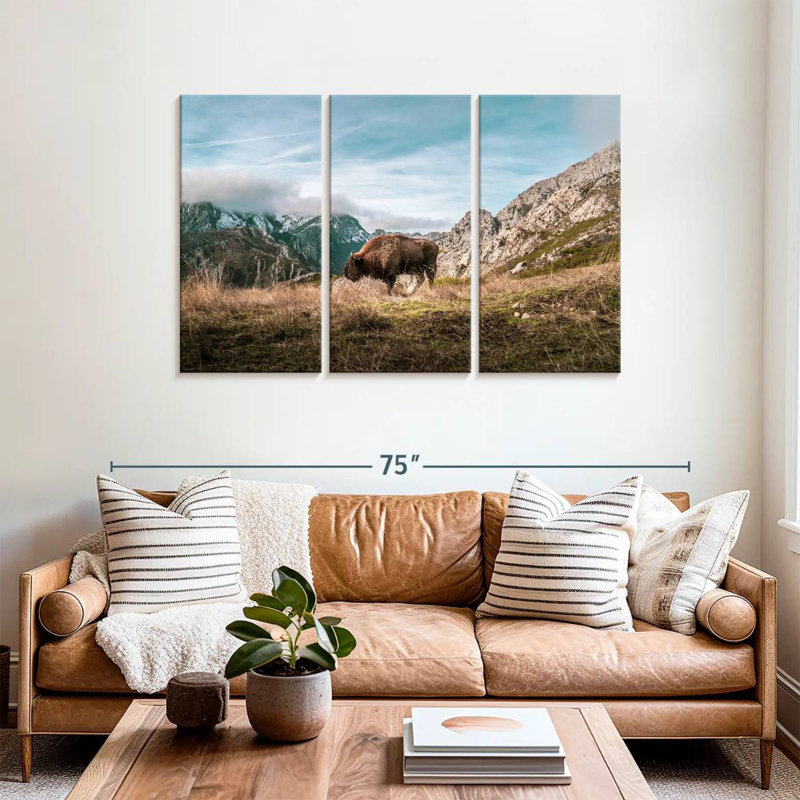 Brampt Bison On A Mountain, 36" H x 57" W