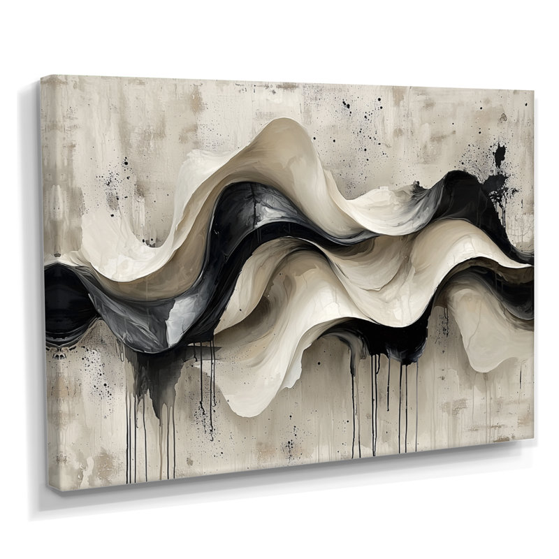 Art mural mural "Vagues modernes abstraites", Toile tendue sur cadre, H 12 po x l 20 po, Ne s’applique pas