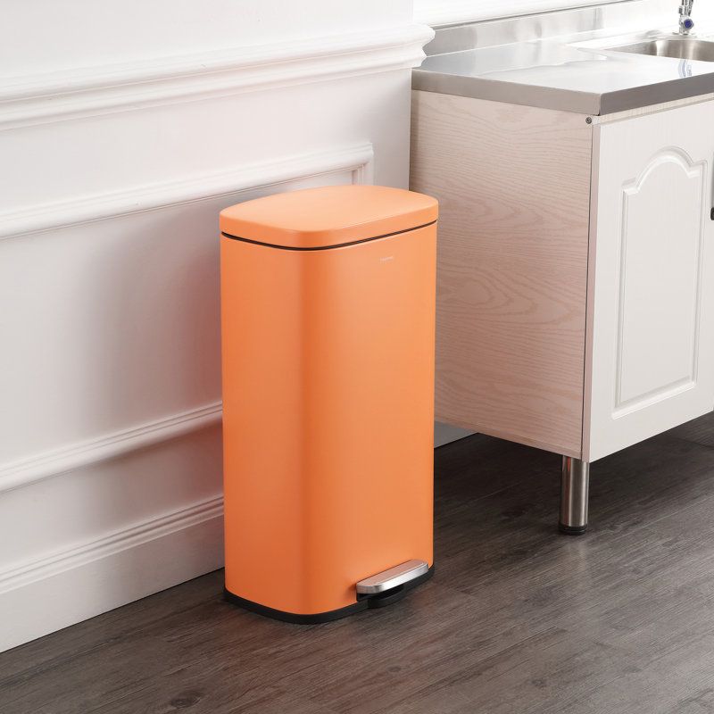 Steel Step On Kitchen Trash Can - 8 Gallons, Carrot Cake