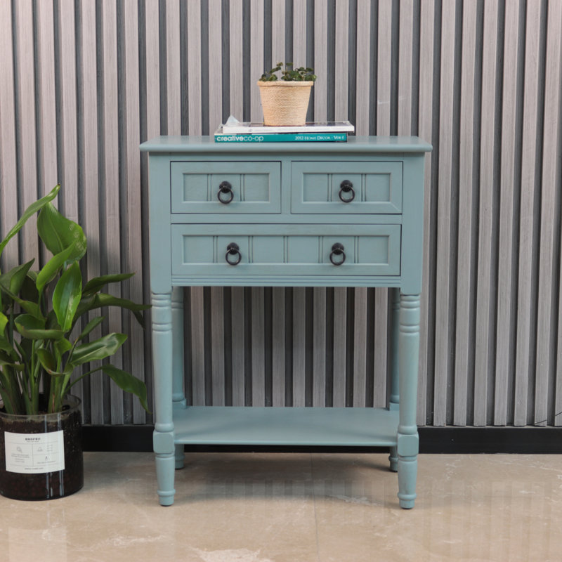 Bertero 24'' Console Table, Antique Ice Blue