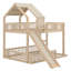 Lit superposé avec glissade et échelle intégrée, structure de lit superposé au sol en bois avec support de lattes robustes-912795805