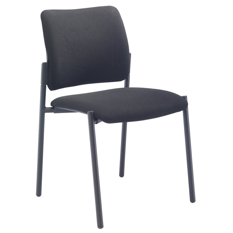Pia 45cm H Polyester Blend Upholstered Folding Stacking Side Chair, Black