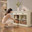 Console polyvalente avec tablettes ouvertes et tiroirs de rangement cachés - Table d'entrée de style campagnard-416102520-416102521-416102527