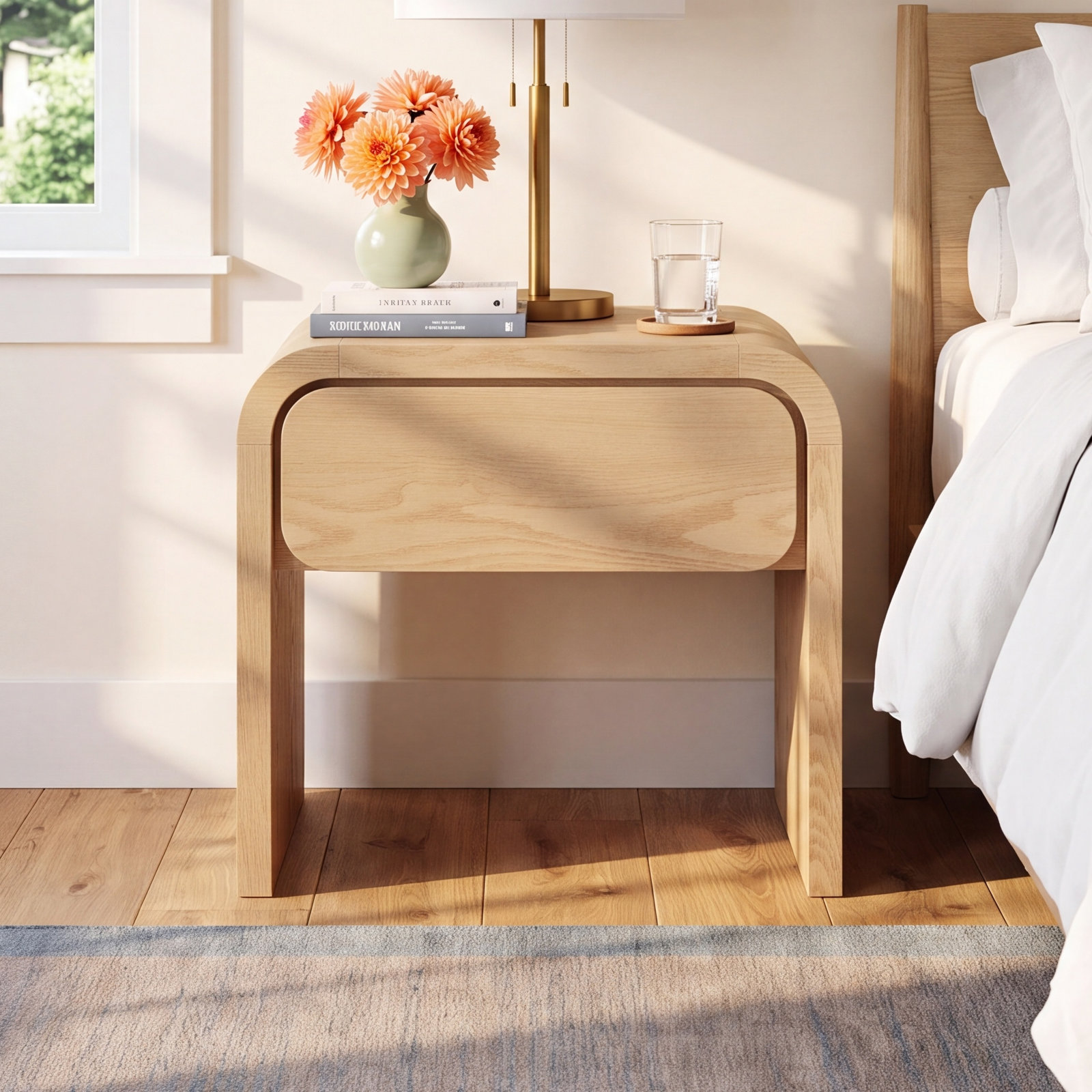 Nori 1-Drawer Nightstand, Timber