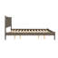 Lit plateforme très grand Mid-Century gris en bois, tête de lit haute et gracieuse, pieds fuselés ronds, ensemble de lattes, structure, assemblage de support en bois moderne sans sommier, nécessaire
