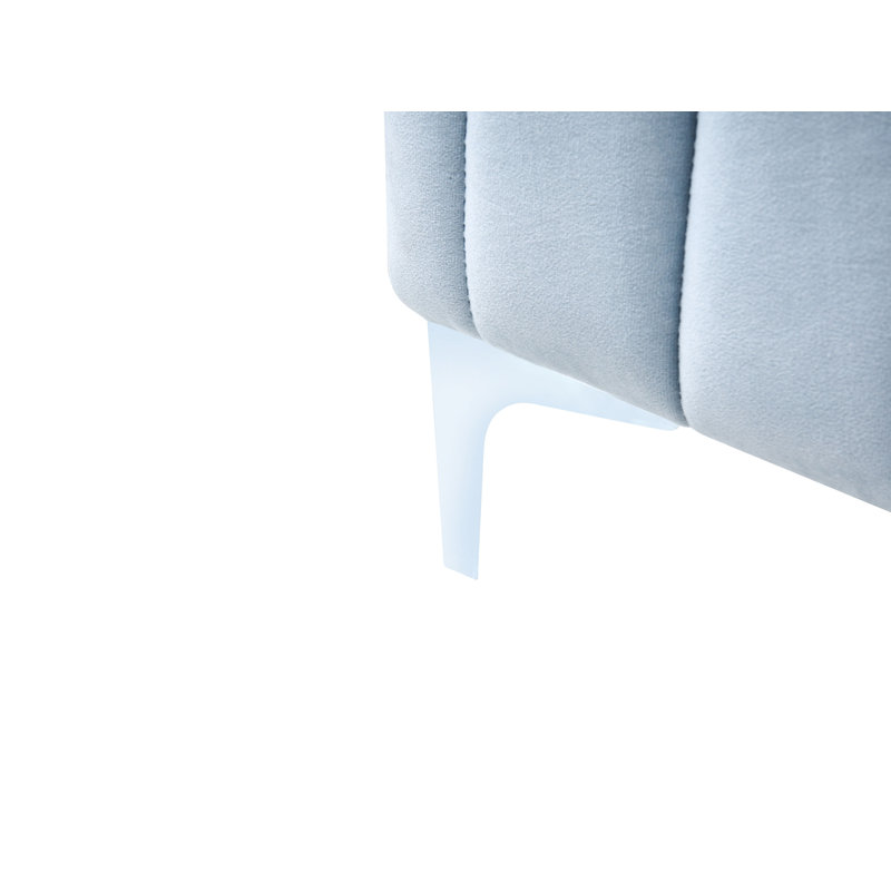 Bed Velvet LUNAN Light Blue, European Kingsize (160 x 200 cm)