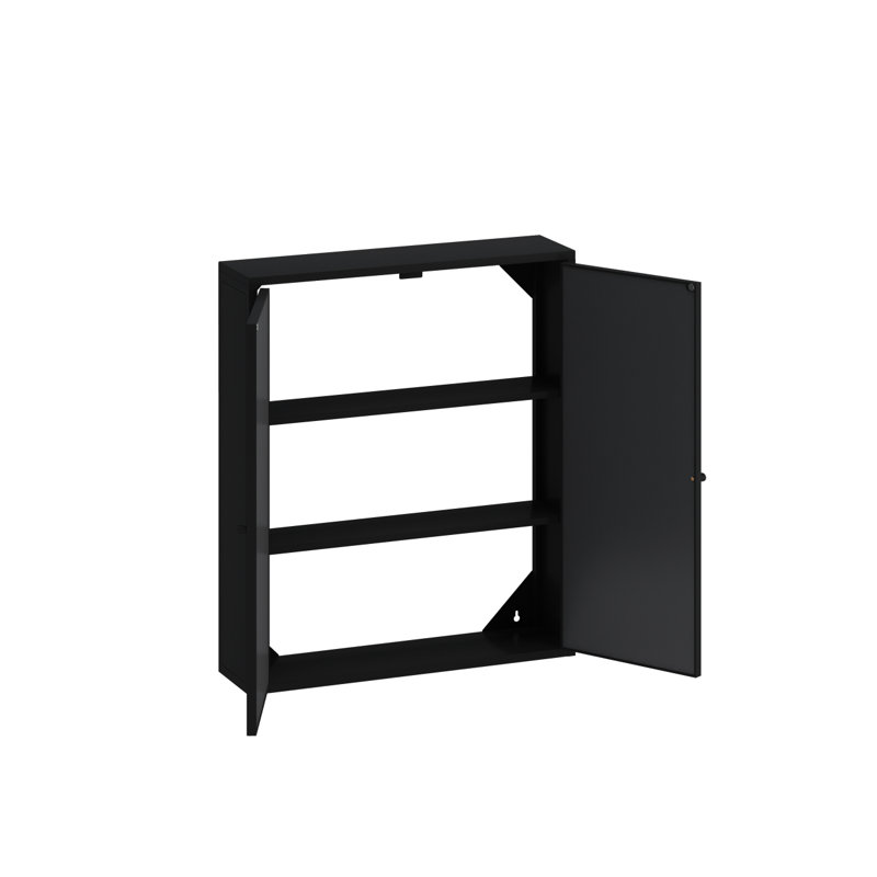 Armoire murale rétro 23,62 "à deux portes avec miroir, espace de rangement à trois niveaux pour le salon, la salle de bain et la salle à manger