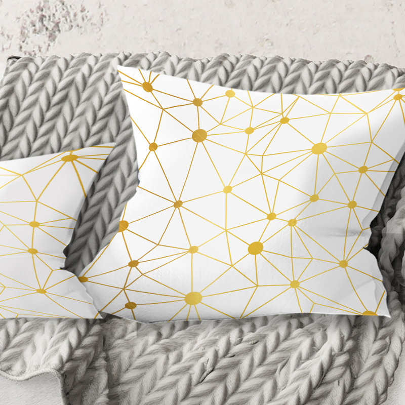 Coussin Golden Grid I - Mid-Century Modern, 18 po x 18 po