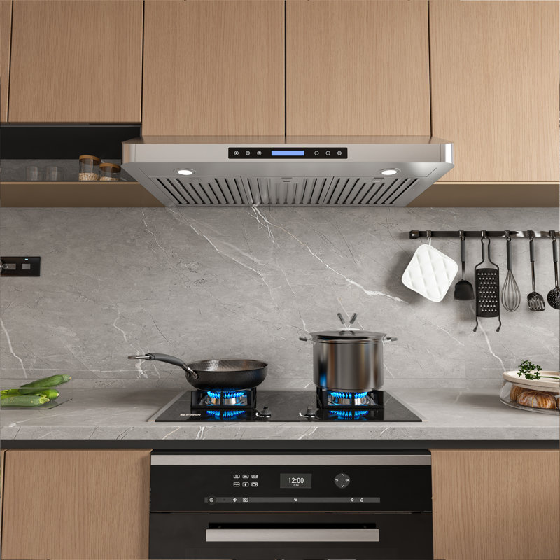 36 inch 900 CFM Ducted Under Cabinet Range Hood 4 Speed Quiet Stainless Steel Remote and Touch Panel Control with LED Lights