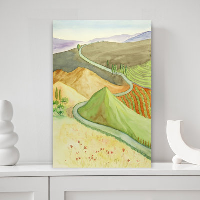 Paysage méditerranéen aux couleurs gaies, paysage contemporain, art mural