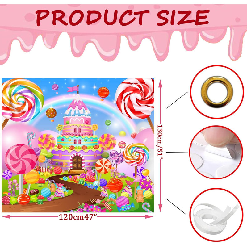 Trousse de décoration extérieure « Lollipop Trunk or Treat », bannière et ballons « Candyland Lollipop » pour arche de voiture, porte de garage, décoration de voiture