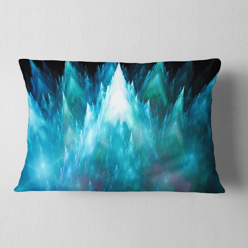 Fractal Crystals Design - Coussin imprimé abstrait, Bleu