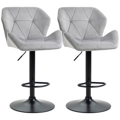 HOMCOM Bar Stools Luxurious Velvet-Touch Footrest Swivel Set Of 2