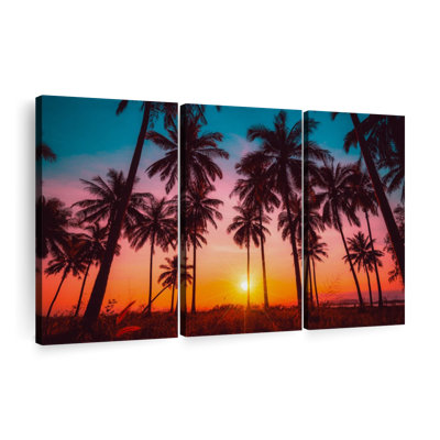«Silhouette Tropical Sunset» sur toile