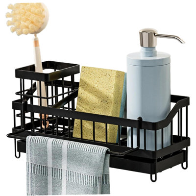 Rustproof Metal Kitchen Sink Caddy Organizer With Multiple Compartments, Waterproof & Ventilated Design