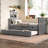 Twin Platform Bed With Drawers And Trundle, Solid Wood Daybed, No Spring Box Needed-772764295