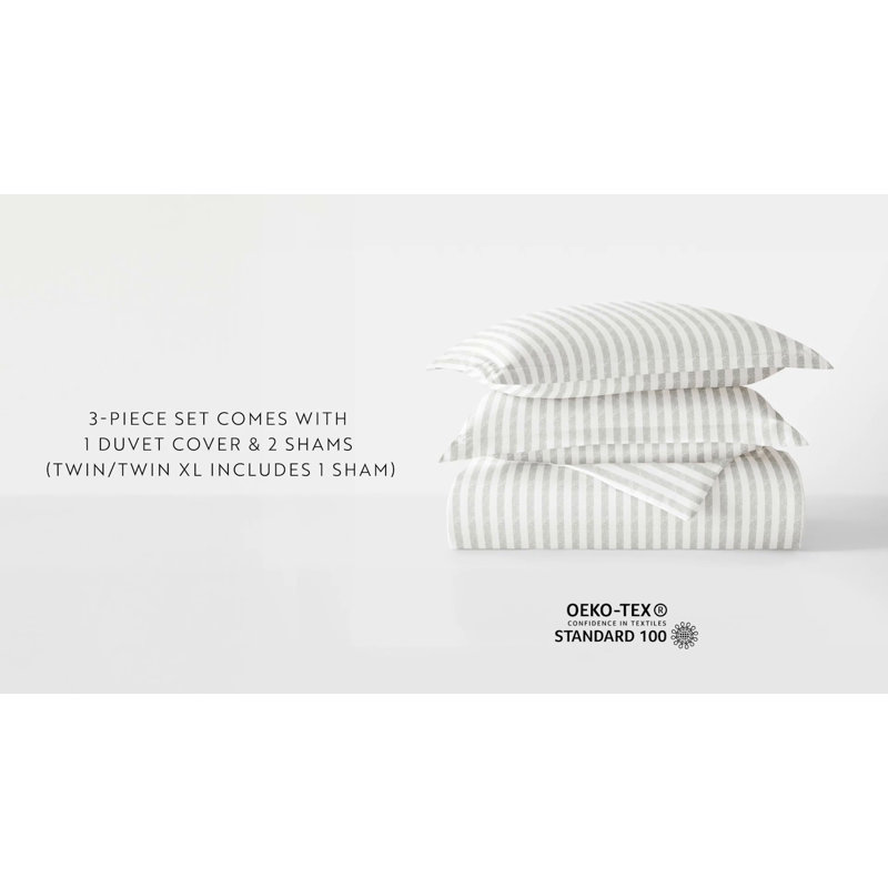 Clay and White Geo Lines Pattern Full/Queen Duvet Cover Set
