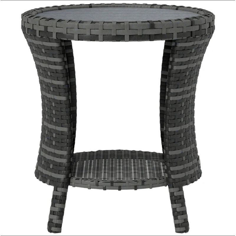 Outdoor Side Table,Wicker Outdoor Coffee Table, Gray