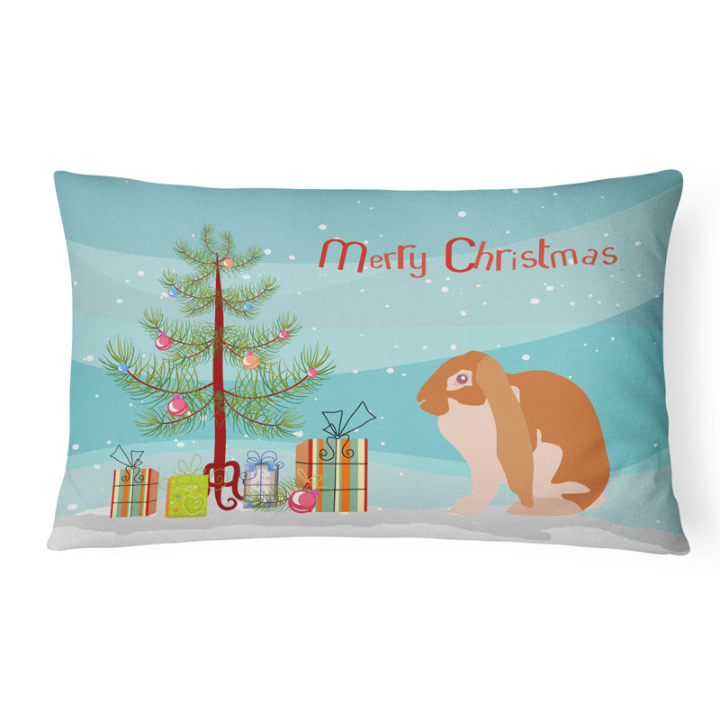  English Lop Rabbit Christmas Indoor/Outdoor Throw Pillow