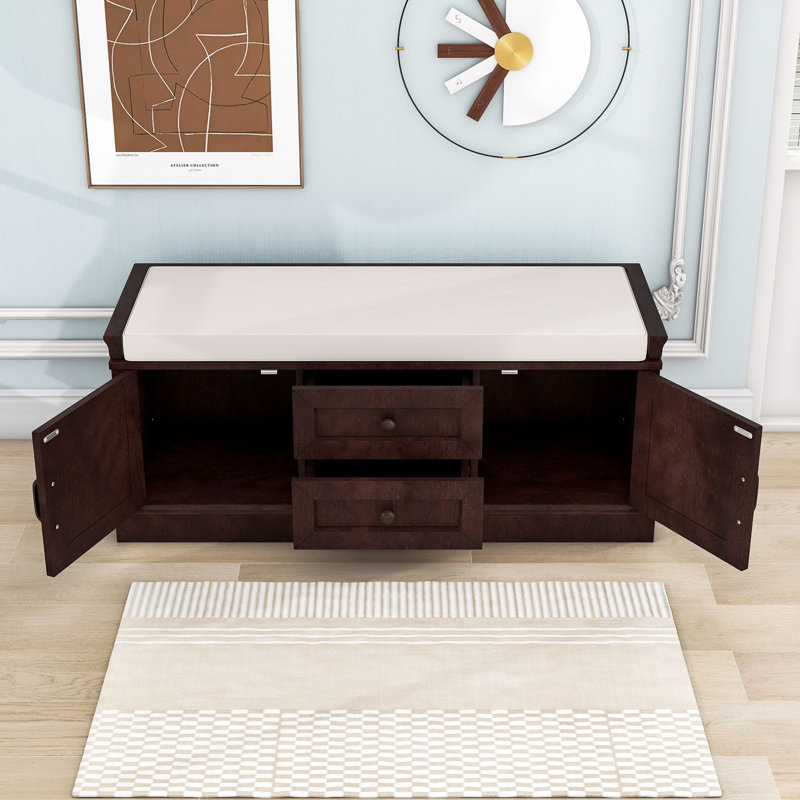 Lark Manor™ Storage Bench with 2 Drawers, 2 Cabinets and Removable ...