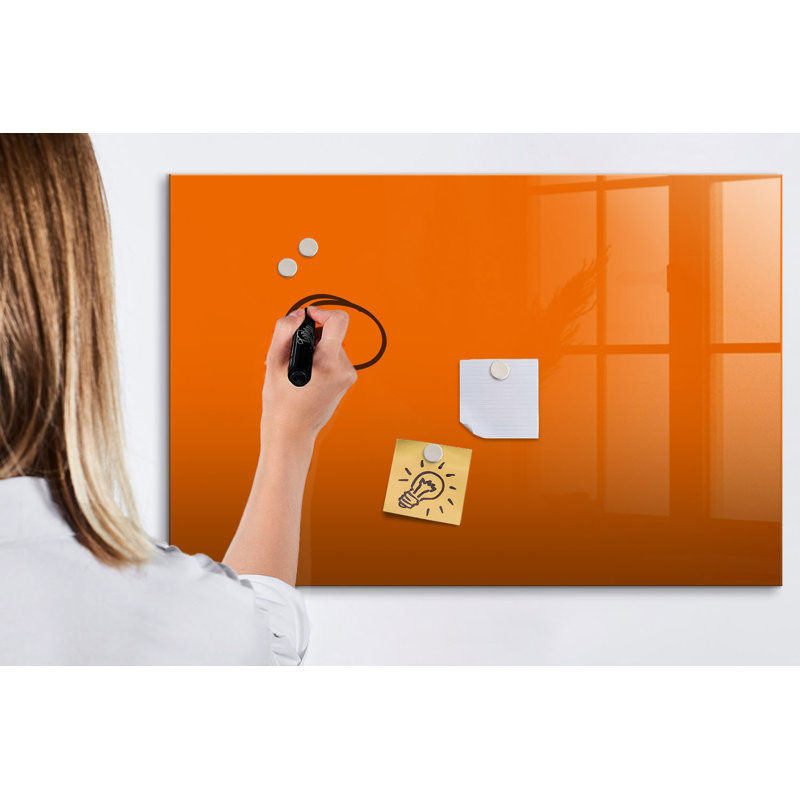 Magnetic Glass Dry Erase Board, Orange