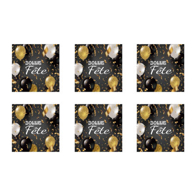 20 Pack Luncheon 3 Ply Napkin Bonne Fete - Gold Balloons - Set Of 6