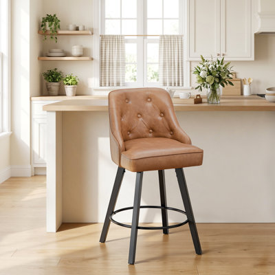 Élégant tabouret de bar pivotant à 360 ° en similicuir au design élégant avec coussin moelleux et structure robuste