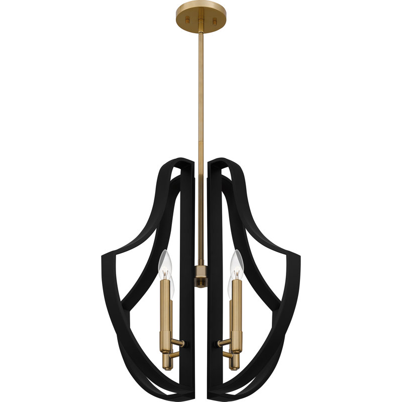 Glenolden 4-Light Matte Black Pendant Light