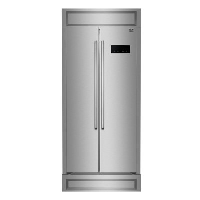 Salerno Built-in Side-by-Side SS Refrigerator, 15.6 cu.ft. Modern Decorative Grill - 37"" Wide -  Forno, FFRBI1805-37MG