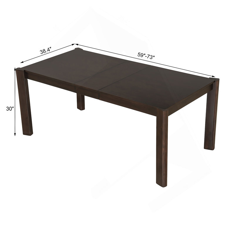 Table de salle à manger extensible moderne en bois massif Farmhouse - Conception peu encombrante en noyer (59 po à 73 po)