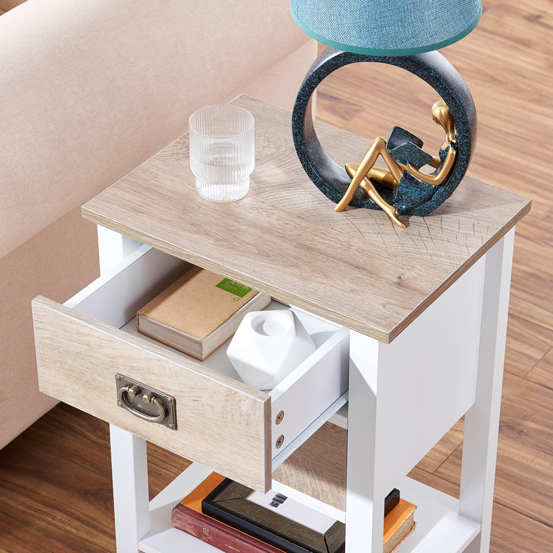 Miramontes 15.7'' W Nightstand, White/Oak, Individual