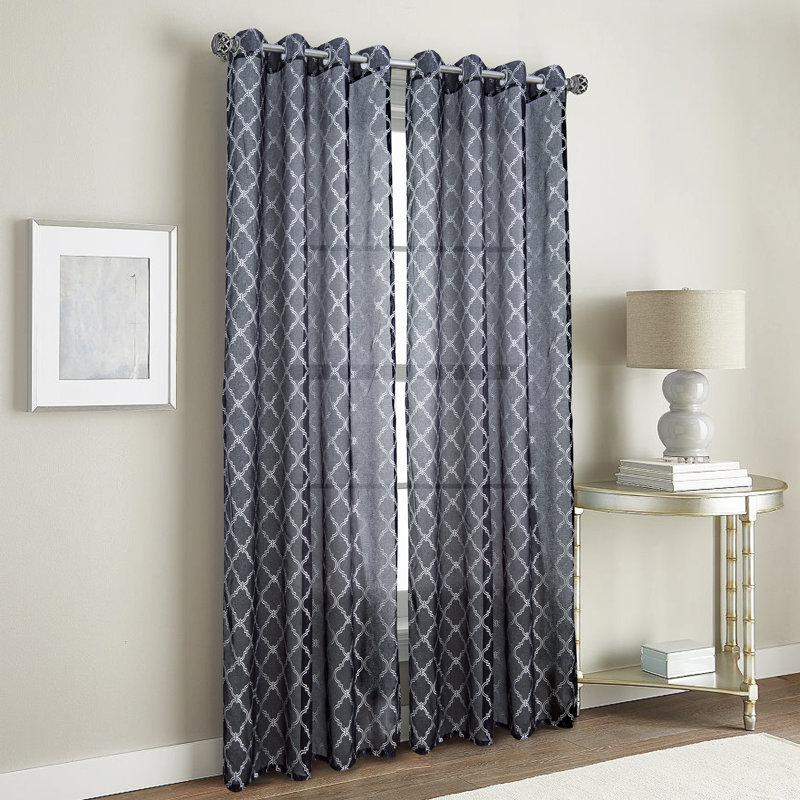 Mcardle Semi Sheer Curtain Single Panel, Black