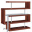 Bureau à la mode avec verre transparent et lustré, espace de rangement à 4 tablettes, rotation à 360 °, 2 espaces de travail élégants, finition, tablettes de rangement,