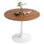 Table de salle à manger ronde blanche sur pied central, 4 couverts, facile à installer, idéale pour la cuisine et la salle à manger.