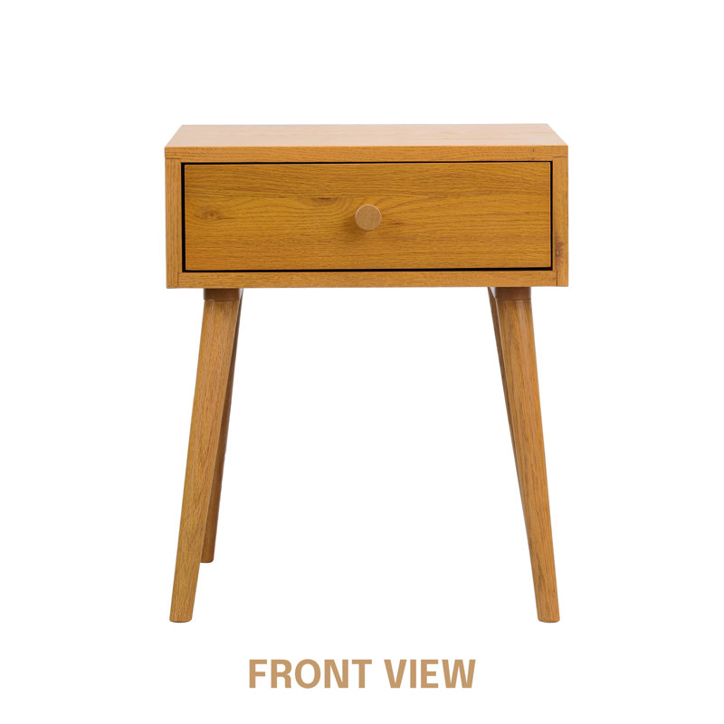 Table de chevet en bois massif avec tiroirs, capacité de 150 lb, table avec tiroirs de rangement Lux, Chêne rustique, 1