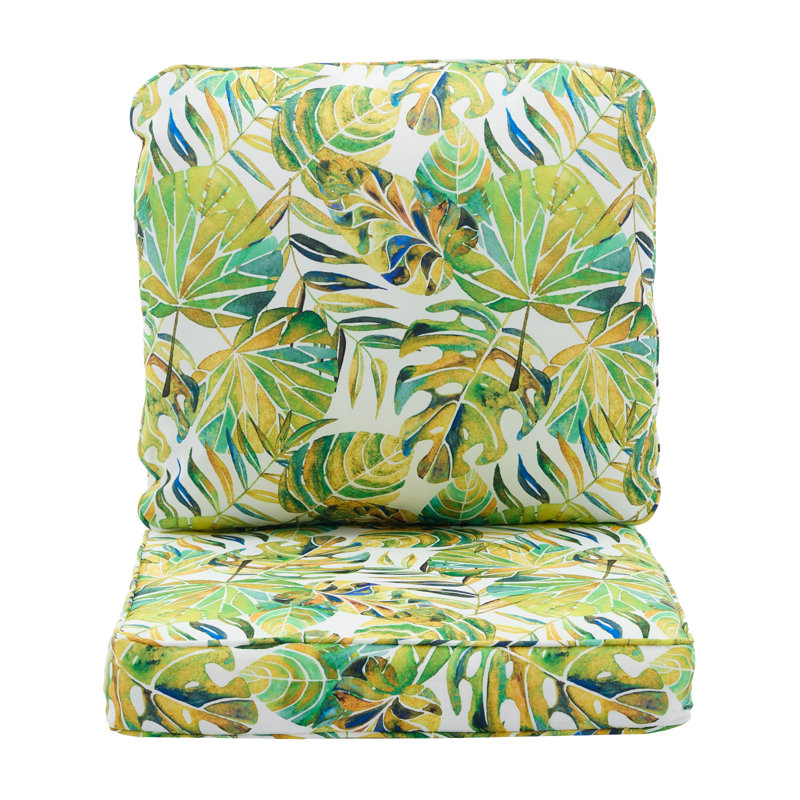 Outdoor 5'' Seat / Back Cushion, Green/Yellow Floral