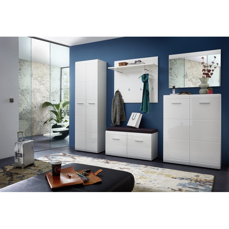 Garcia Wood Flat Wall Mirror, White