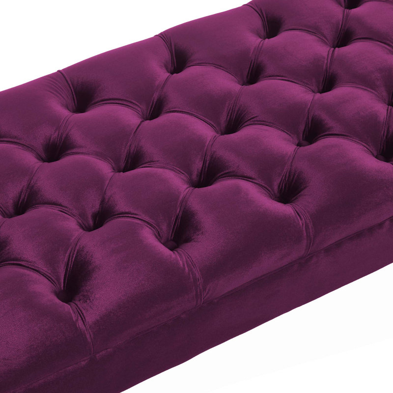 Long bed Bench for Bedroom,Upholstered Window Bench with Tufted Button,Entryway Bench,Bolster Bench for Living Room, Violet