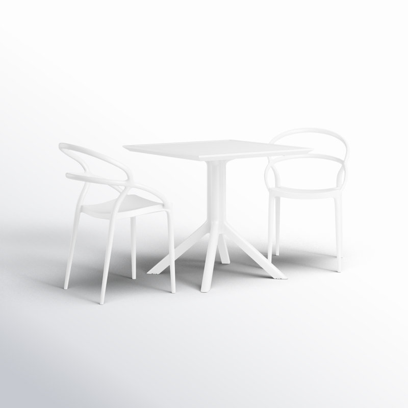Farrah Patio 3 Piece Bistro Set, White