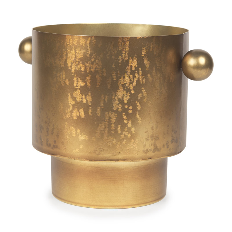 Vase de table en métal Legler, Or, H 8,5 po x l 8 po x P 11 po