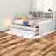 Lit capitaine pleine grandeur en bois, tiroirs de rangement spacieux, design blanc classique