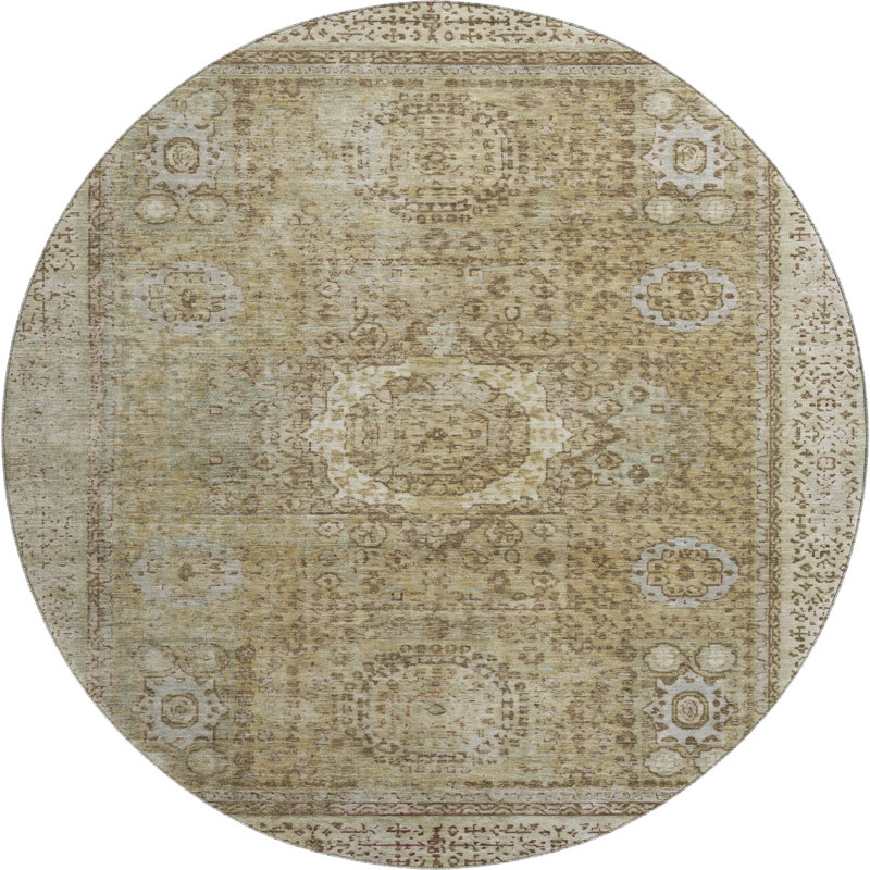 Premium Machine Washable Lubbers AMF1740 Border Rug, Round 8'