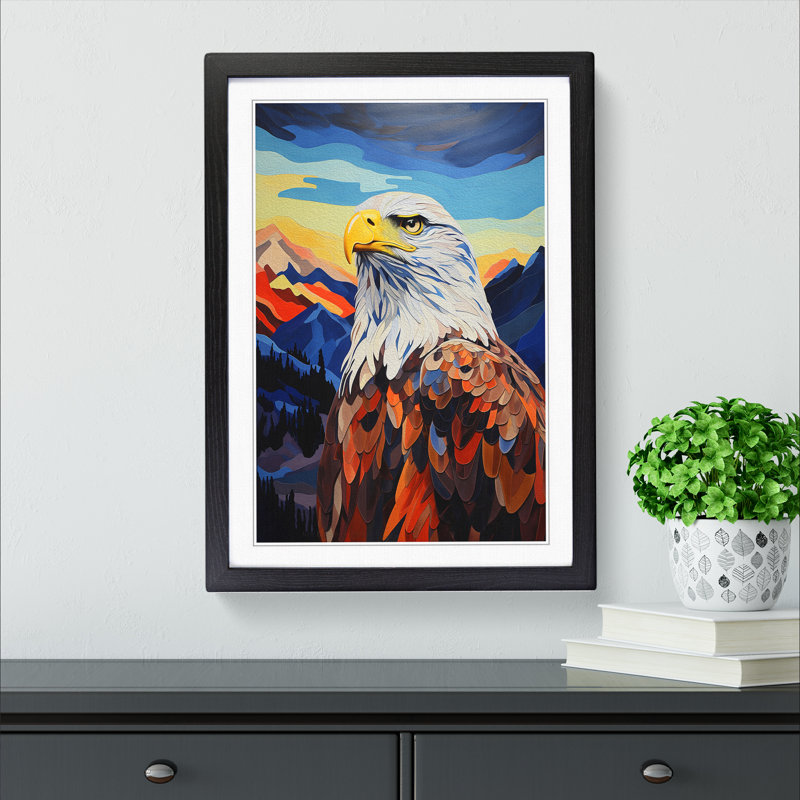 Eagle Colour Field No.2 - Single Picture Frame Print on Wood, Black Framed, 64cm H x 46cm W